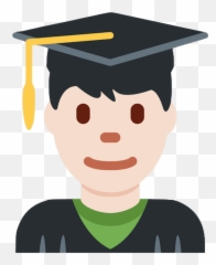 Man Student Emoji With Light Skin Tone - Emoji,Graduation Emoji