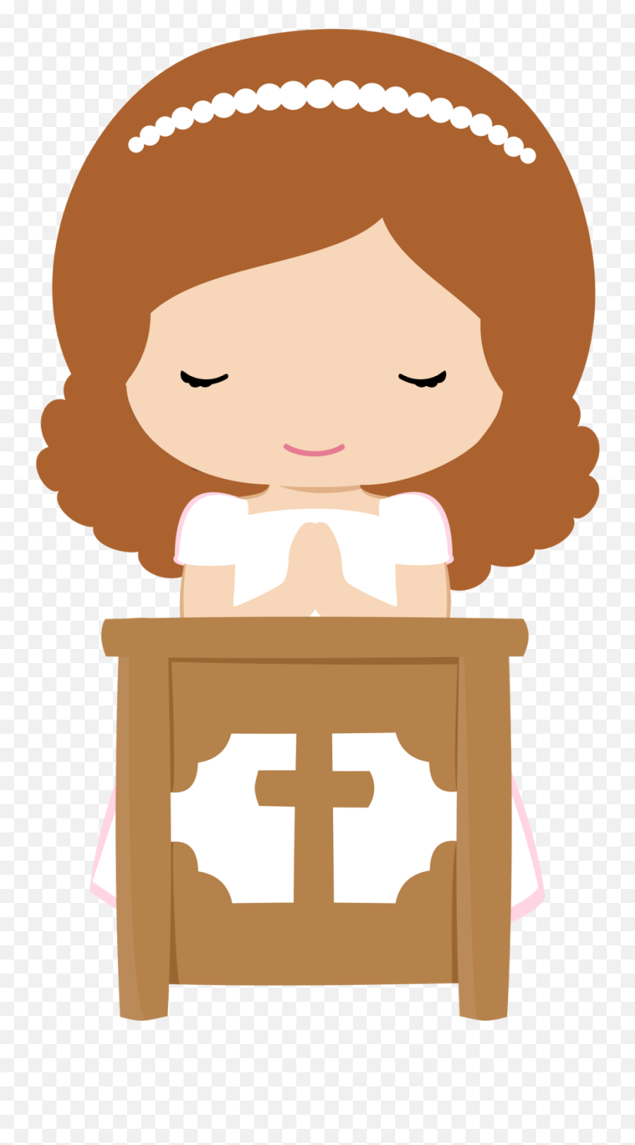 Girls In Their First Communion Clip Art - First Communion Clip Art Emoji,Communion Emoticon