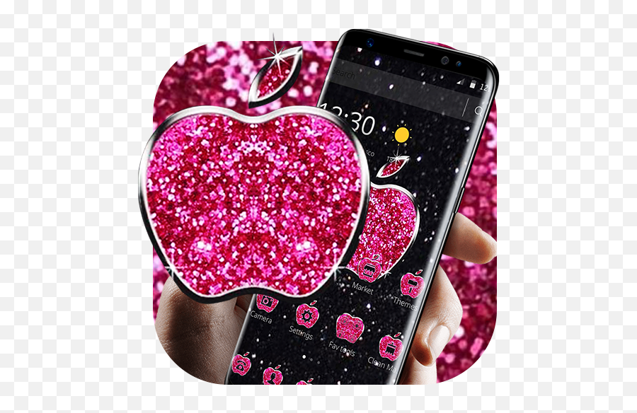 Pink Glitter Apple Black Business Theme U2013 Applications Sur - Girly Emoji,Nouveau Emoji Apple
