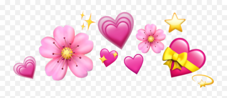 Flowers Emoji Hearts Apple Stars - Blue Heart Crown Png,Star Emoji Apple