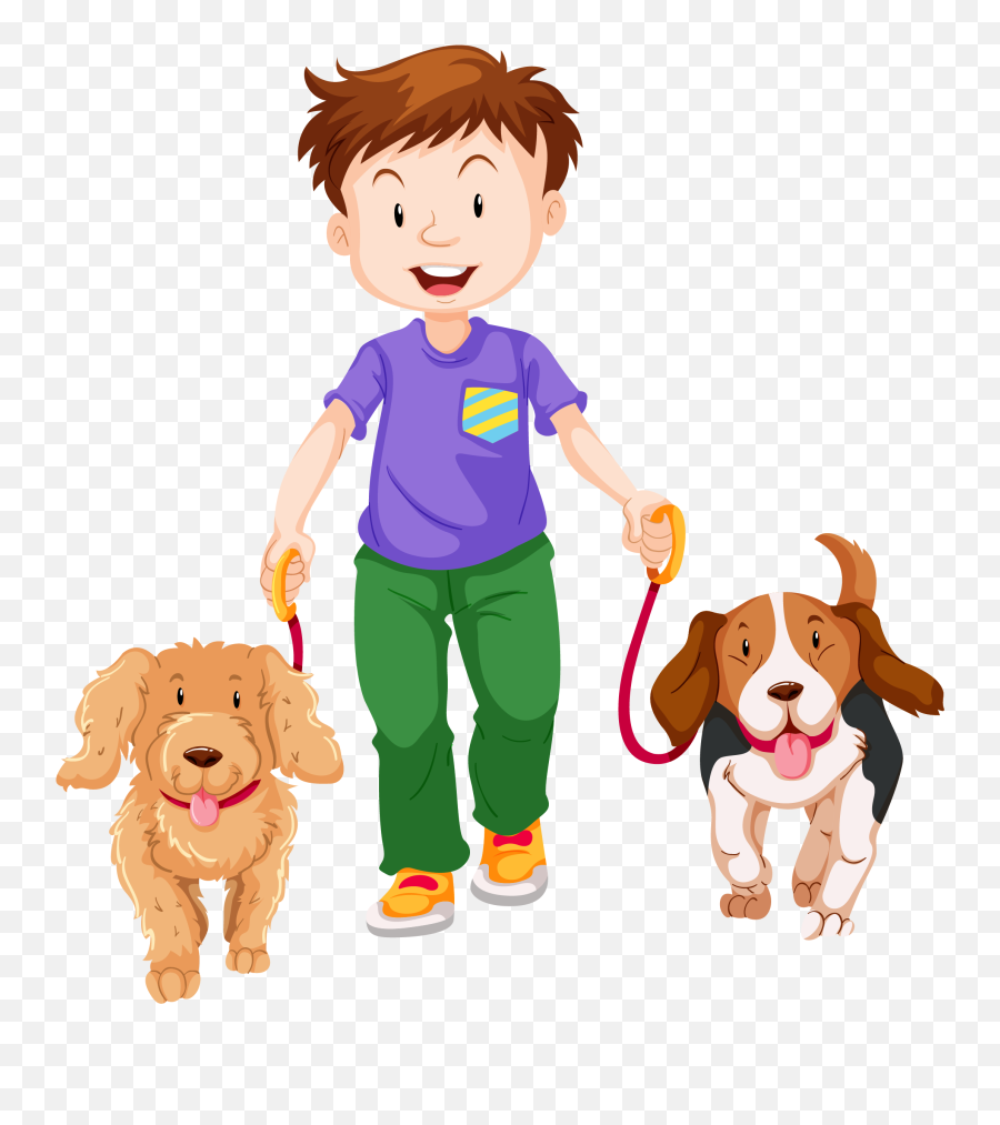 Download Pet Walking Dog Boy Cartoon - Walking Dog Clipart Transparent Emoji,Dog Emoticon Package Download Free