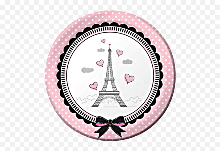 Pink Paris Party Lunch Plates - Paris Plates Emoji,Is There An Eiffel Tower Emoji