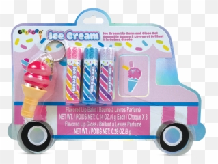 Ice Cream Truck Lip Balm And Gloss Set - Girly Emoji,Cupcake+truck Emoji