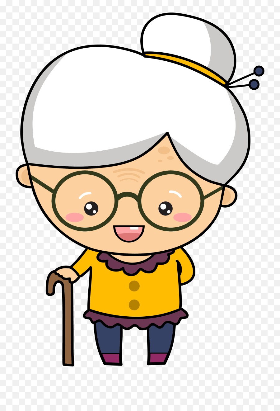 Family Members - Grandma Cartoon Emoji,Grandpa And A Turn Sighn And Grandma Emoji