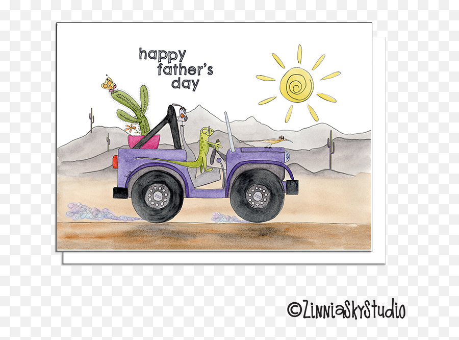 Desert Critters Purple Jeep Fatheru0027s Day Card Emoji,Father & Son: Pushing Through Emotions