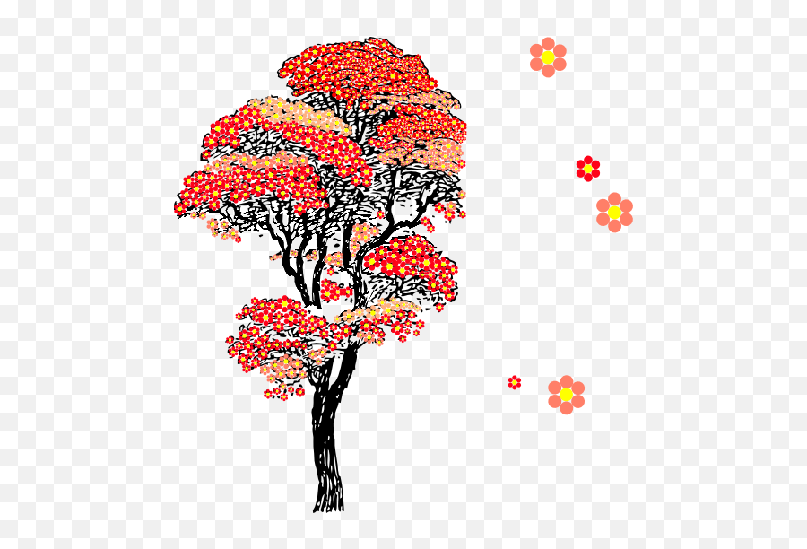 Clipart - Clipart Japan Tree Emoji,Japanese Emoticons Flower In Hair