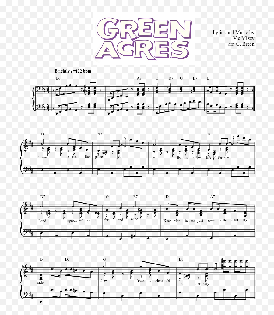 Theme From Green Acres - Clarinet Green Acres Sheet Music Emoji,Flowers Emotions Sheet Music