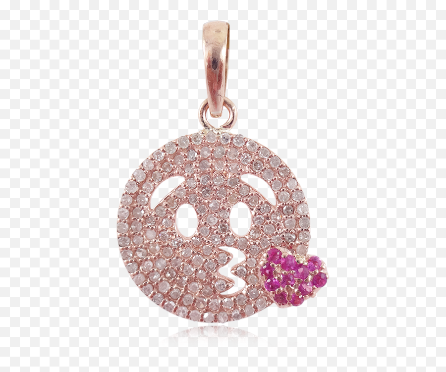 Solid 14k Rose Gold Natural Pave Diamond Designer Kissing Emoji,Blue Diamond Emoji