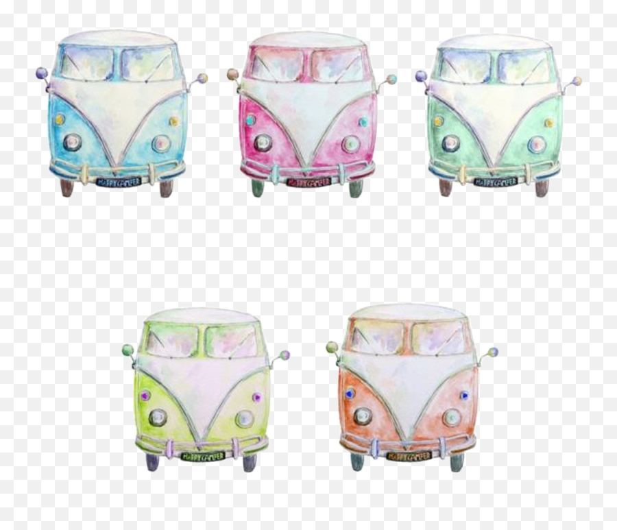 Watercolor Handpainted Vwvan Vw Sticker - Girly Emoji,Motorhome Emoji