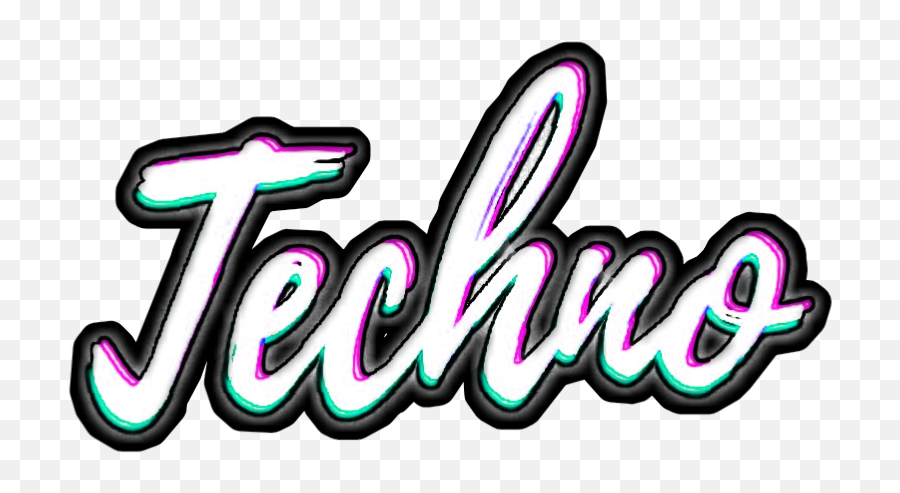 Techno Music Words Neon Sticker - Language Emoji,Techno Emoji