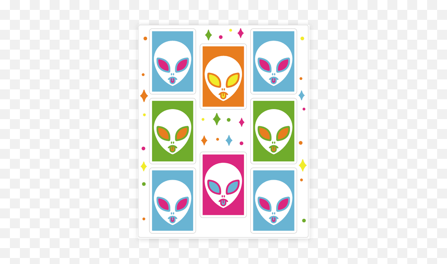 Alien Stickers Sticker And Decal Sheets Lookhuman - Scary Emoji,Free Printable Emojis Sheets