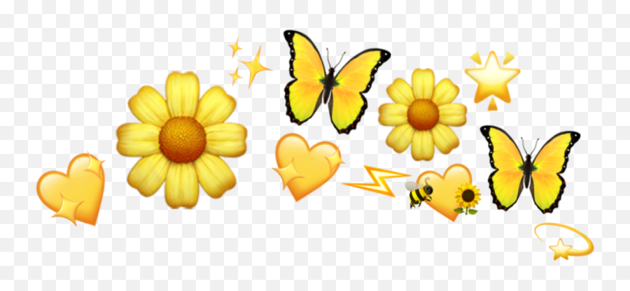 Emoji Crown Heart Flower Tumblr Sticker By Duda - Girly,Yellow Heart Emoji Tumblr