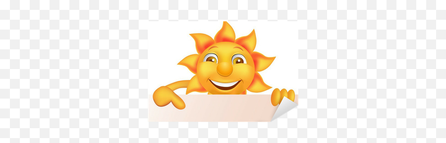 Sun Cartoon Character And Blank Sign Sticker U2022 Pixers - We Emoji,Sunburn Emoticon