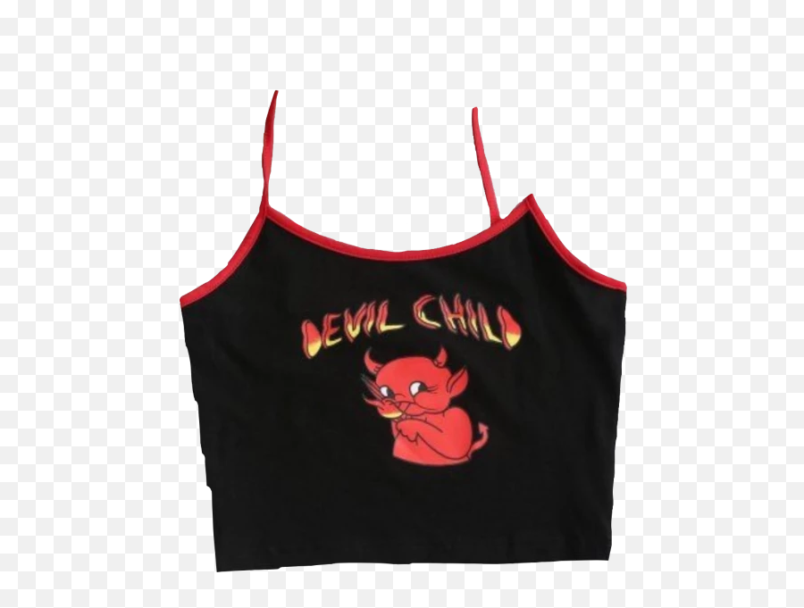 Top Shirt Croptop Devil Cute Niche - Sleeveless Emoji,Devil Emoji Shirt