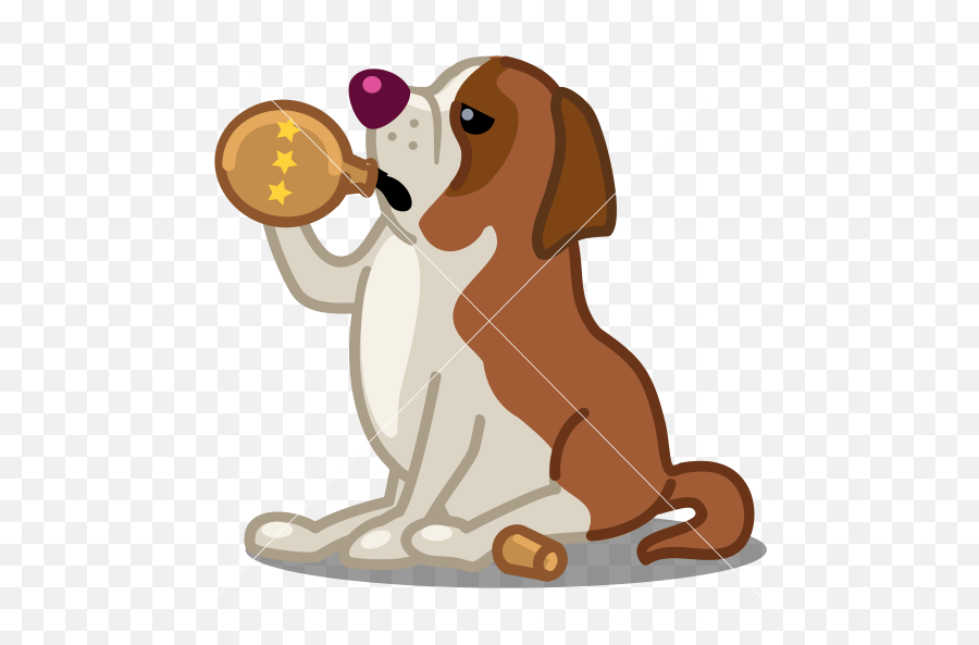 Dog St Bernard - Drunk Saint Bernard Cartoon Emoji,Bernard Emoji