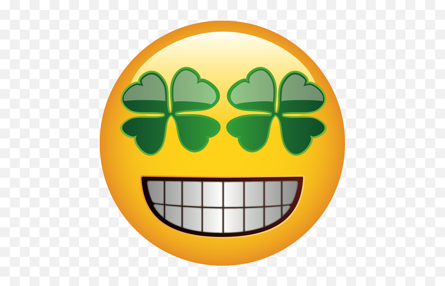Face With Shamrock Eyes 0 - Smile Emoji With Missing Tooth,Shamrock Emoticon