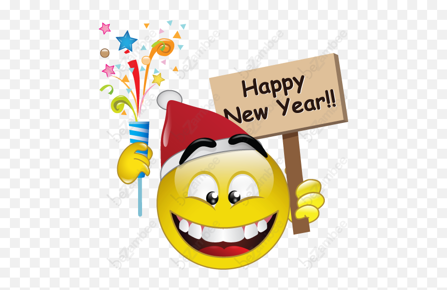 Pin - Happy New Year Smiley Emoji,New Year Emoji