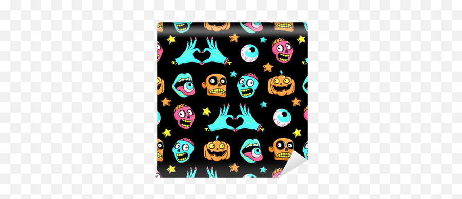 Halloween Seamless Pattern In Cartoon Comic Style Wallpaper U2022 Pixers - We Live To Change Halloween Emoji,Small Halloween Emoticons Transparent Background