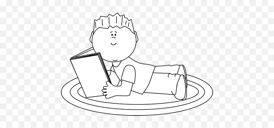 Child Reading Clipart Black White - Boy Reading For Coloring Emoji,Child Discuss Emotions Clipart Black And White
