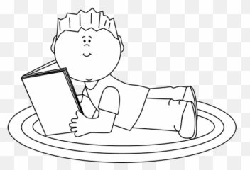 Child Reading Clipart Black White - Boy Reading For Coloring Emoji,Child Discuss Emotions Clipart Black And White