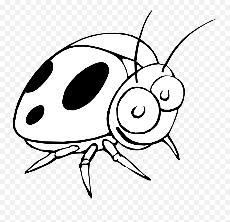 Ladybug 17 Black White Line Art Flower Scalable Vector - Gambar Kumbang Kartun Hitam Putih Emoji,Black And White Flower Emoji