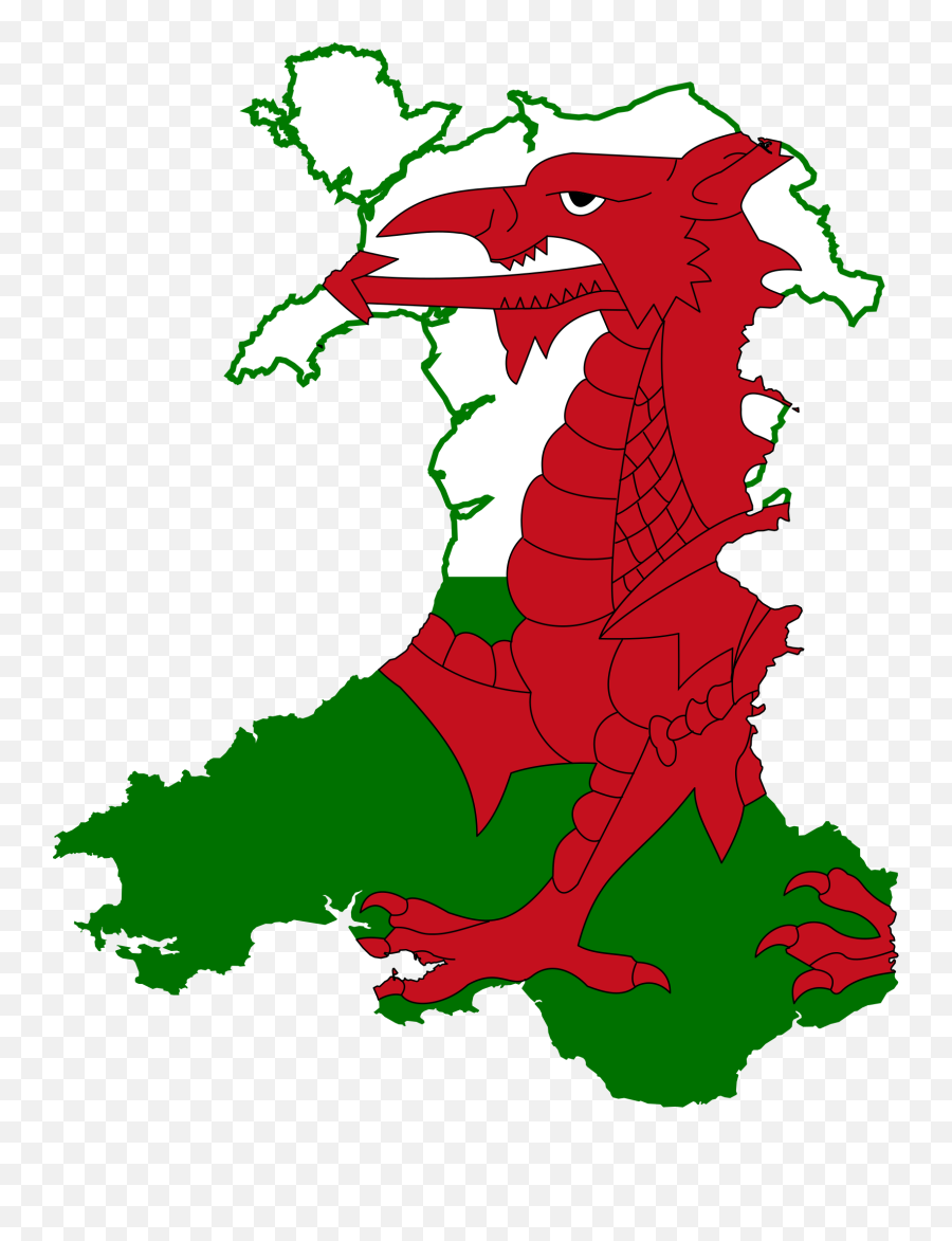 Welsh Flag Map - Flag Map Of Wales Emoji,Wales Flag Emoji