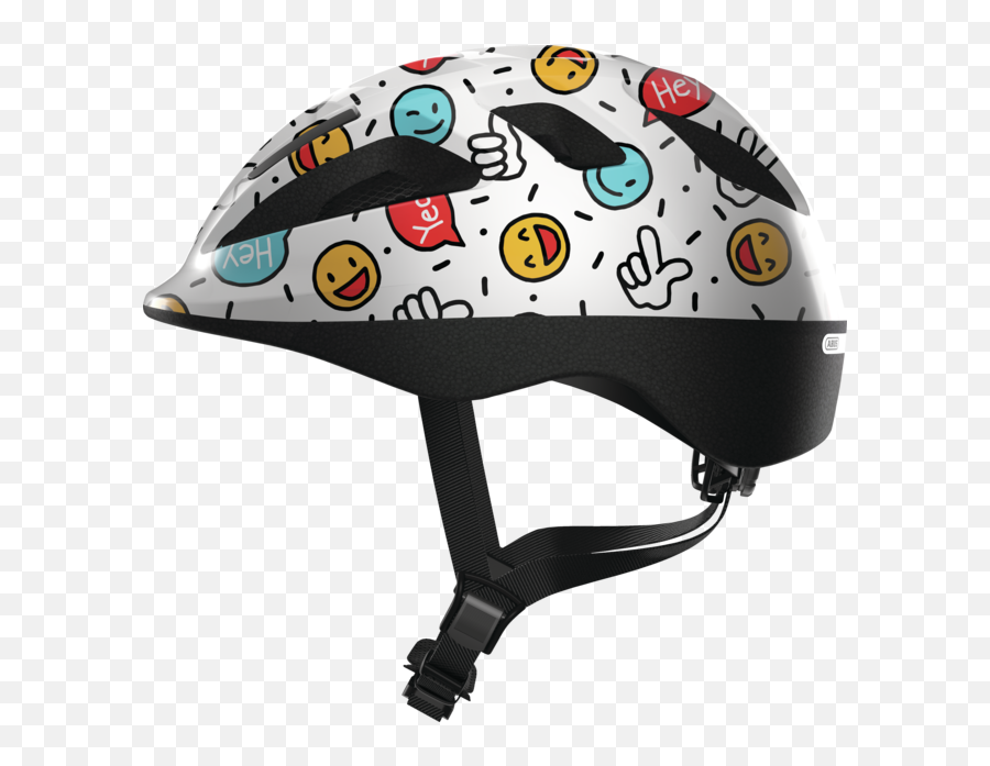 Abus Kids Bike Helmet U2013 Smooty 20 White Smiley Size S Emoji,Emoticon ;->