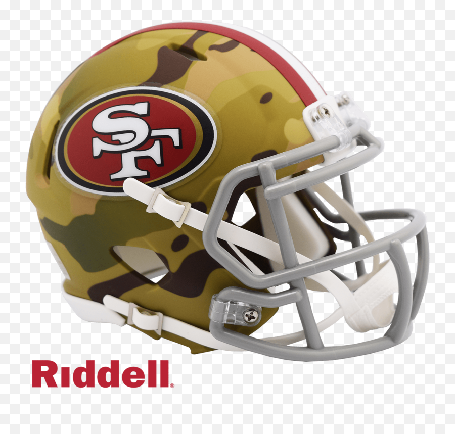 San Francisco 49ers - Camo Alternate Speed Riddell Mini 49ers Helmet Emoji,Gators Emoticon Georgia Bulldogs