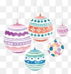 Download Ball Gift Claus Ornament - Watercolor Christmas Balls Png Emoji,Clown Xmas Tree Clock Emojis