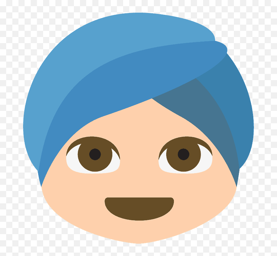 Person Wearing Turban Light Skin Tone Emoji High - Happy,Blue Hair Emoji