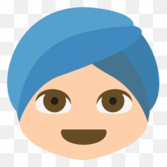 Person Wearing Turban Light Skin Tone Emoji High - Happy,Blue Hair Emoji