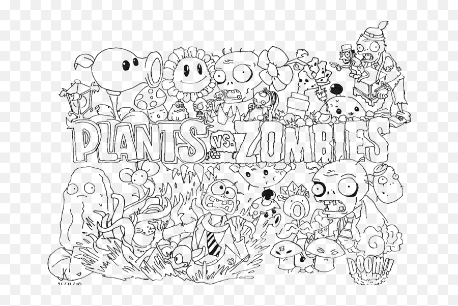 Printable Plants Vs Zombies Coloring - Plants Vs Zombies Coloring Emoji,Plants Vs Zombies Emoji