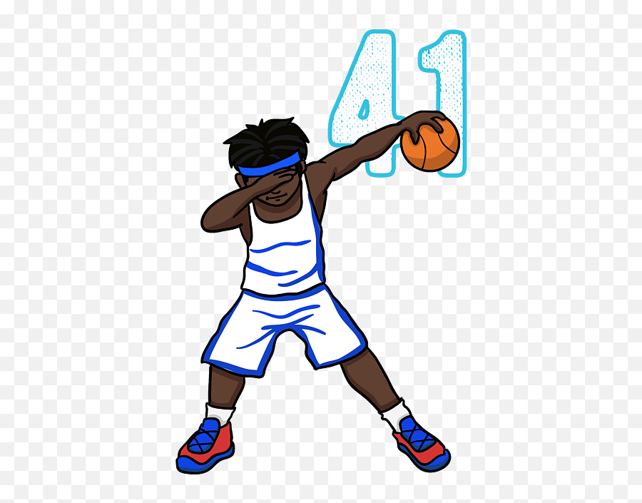 Cool Basketball Baller Bball Player Number 41 Blue White Emoji,Baskeyball Emoji