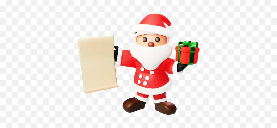 Premium Santa With Gift 3d Illustration Download In Png Obj Emoji,Santa Clause Emoji Png