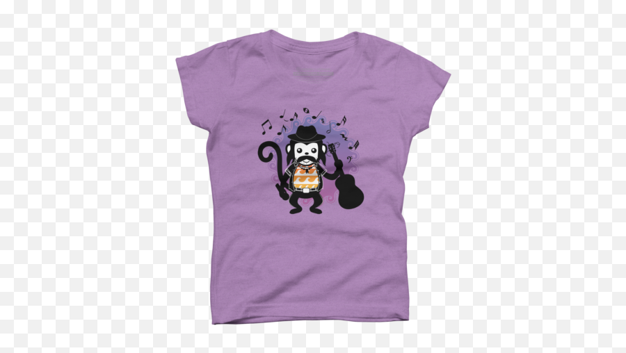 Best Purple Monkey Girlu0027s T - Shirts Design By Humans Short Sleeve Emoji,Guitar Superman Emoji