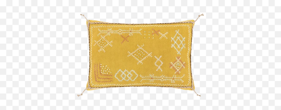 Vintage Hmong Pillow Hand Woven Hemp Organic Hmong Ethnic A Emoji,Emoticon Yellow Round Cushion Pillow