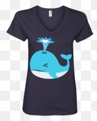 Whale Blow Hole Spray Emoji Ladies V - Cute Snoopy Tshirts For Women,Hole Emoji