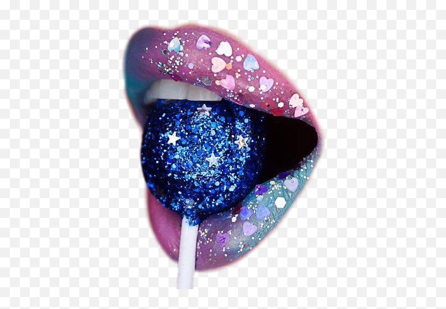Lollipop Lips Lipstick Sticker - Glitter Lips Colours Rainbow Emoji,Lollipop And Lips Emoji