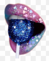 Lollipop Lips Lipstick Sticker - Glitter Lips Colours Rainbow Emoji,Lollipop And Lips Emoji