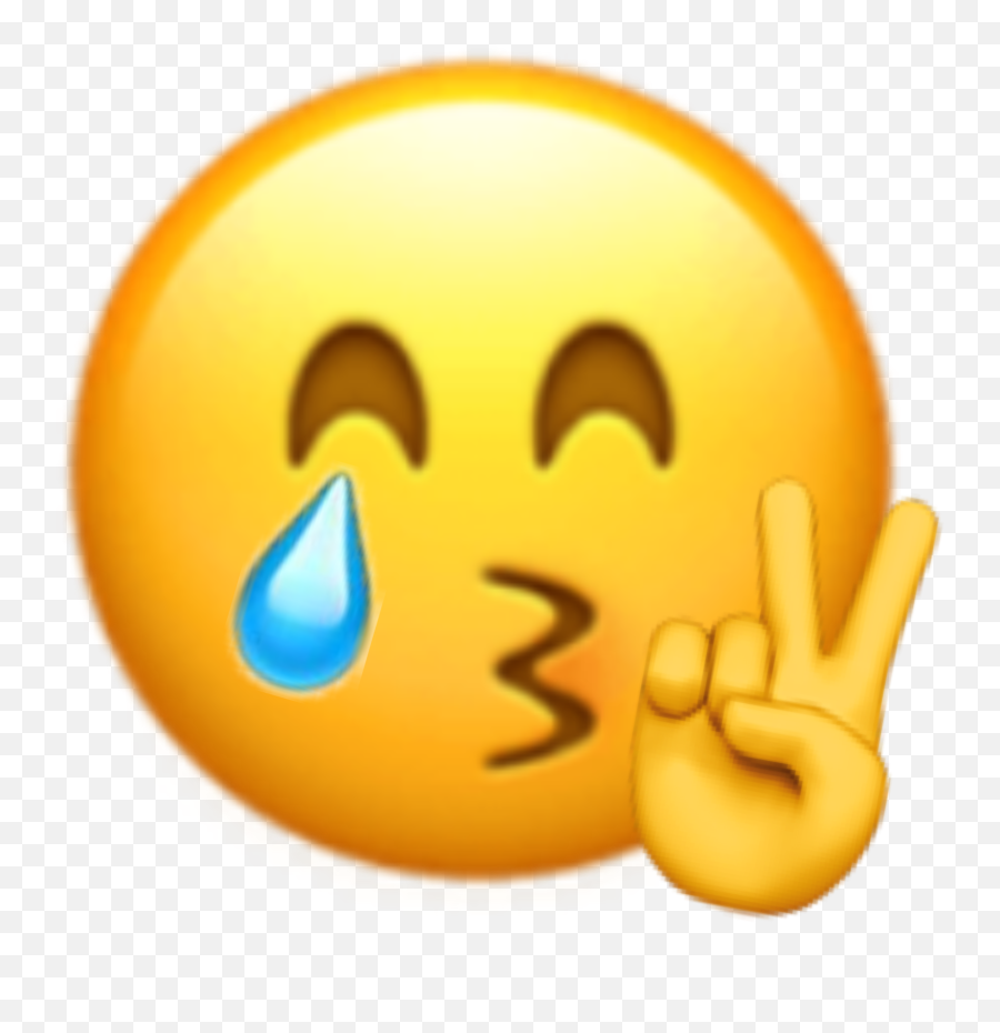 Crying Kiss Peace Sign Emoji Meme - Meme Wall Happy,Peace Sign Emoji