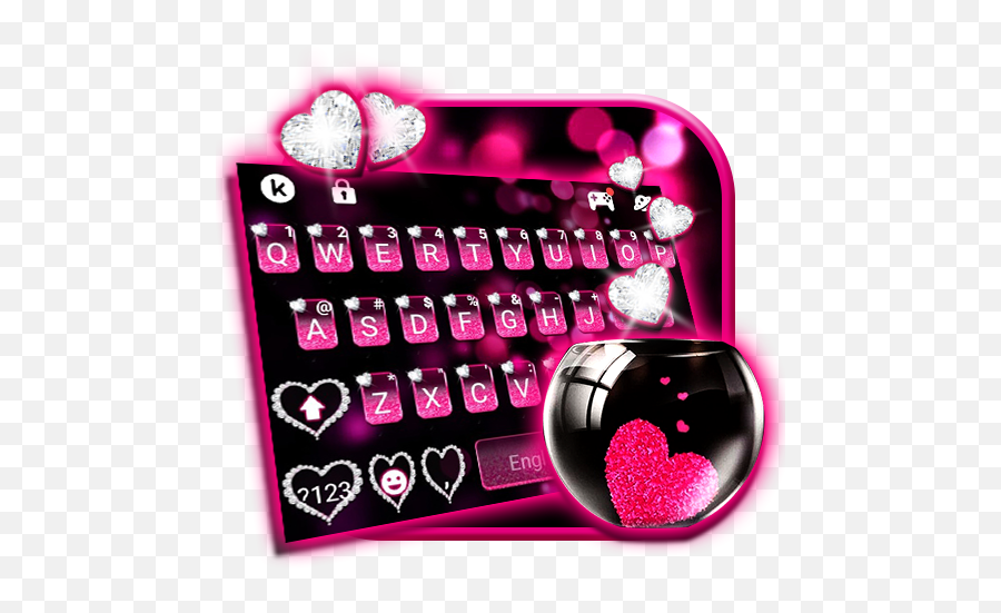 Pink Heart Glass Keyboard Theme Pc - Pink Heart Glass Emoji,Awesome Backgrounds Neon Emojis