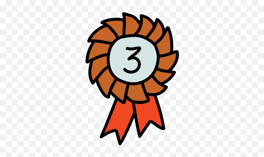 Third Place Ribbon Icon In Doodle Style - Logo Alabama Football Emoji,Orange Ribbon Emoji Symbol