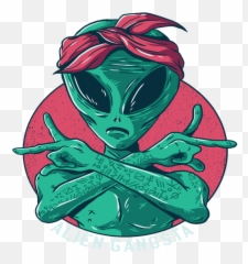 Alien Gangsta Sticker By Beauty - White 3x3 Alien Alien Gangsta Emoji,Ty Hunter Emoji