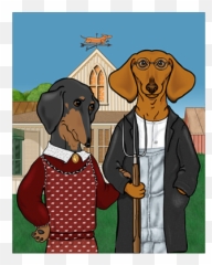 American Doxie American Gothic American Gothic Parody Emoji,Weenie Emoticon