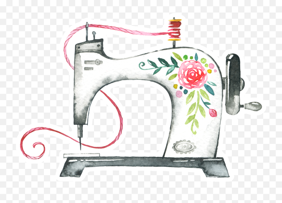 Vinyl Sticker - Floral Sewing Machine Emoji,Needle Emoji