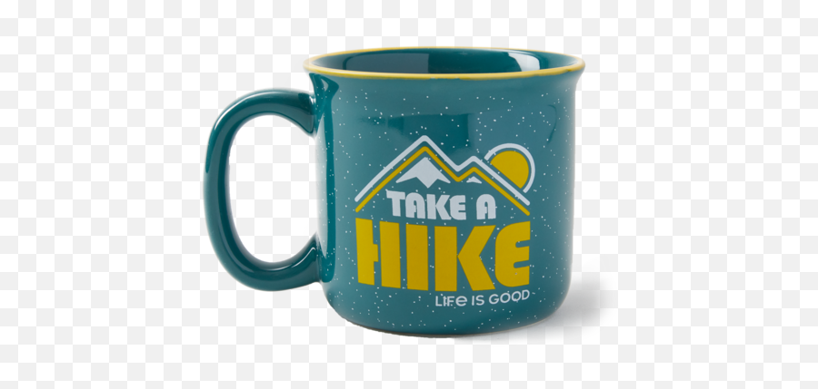 Take A Hike Happy Camper Mug - Serveware Emoji,Safe Camp Emoji