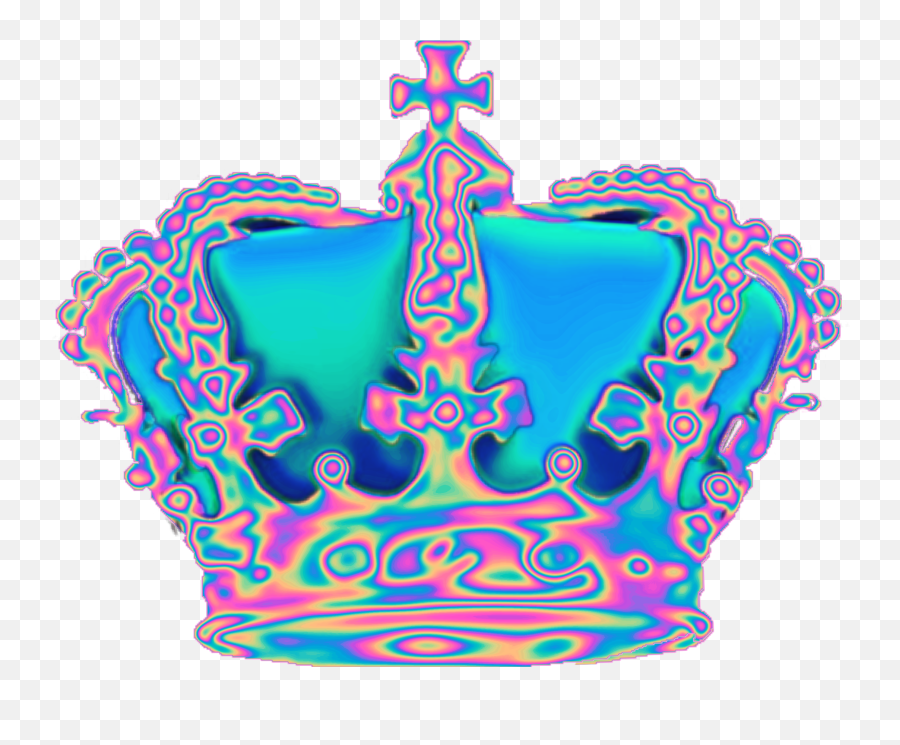 Holo Holographic Tumblr Vaporwave - Aesthetic Crown Transparent Background Emoji,Vaporwave Emoji