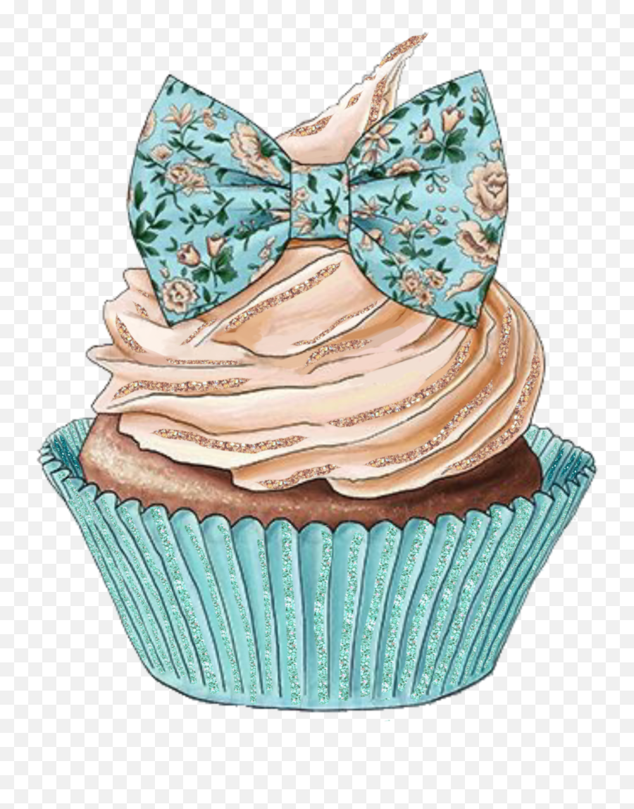 Cupcake Tiffanyblue Icing Sticker - Realistic Cute Cupcake Drawing Emoji,Emoji Icing Decorations