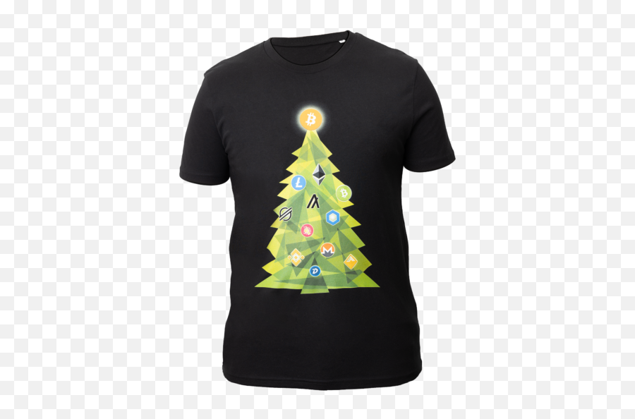 Crypto Xmas Black T - Shirt Emoji,Cristmas Tree Emoji