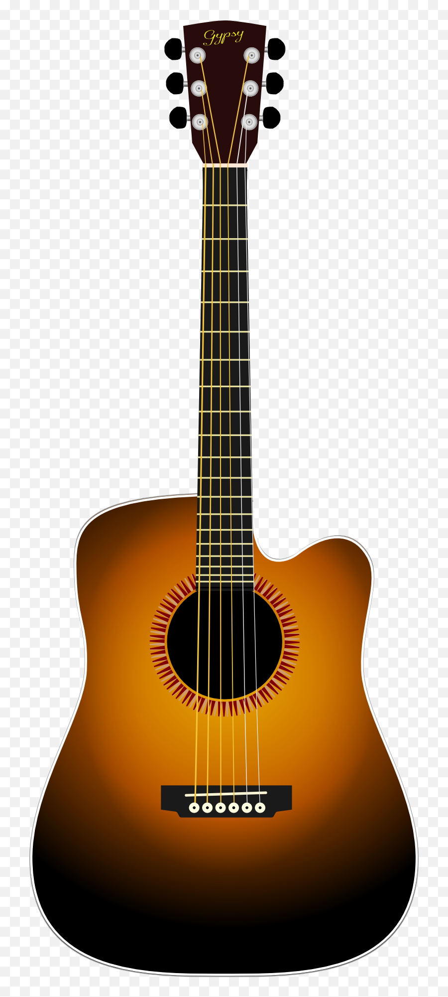 Musical Instrument Brown Black Acoustic Guitar Drawing Free - Musical Instruments Drawing Png Emoji,Emotions Rhyming With Guitar